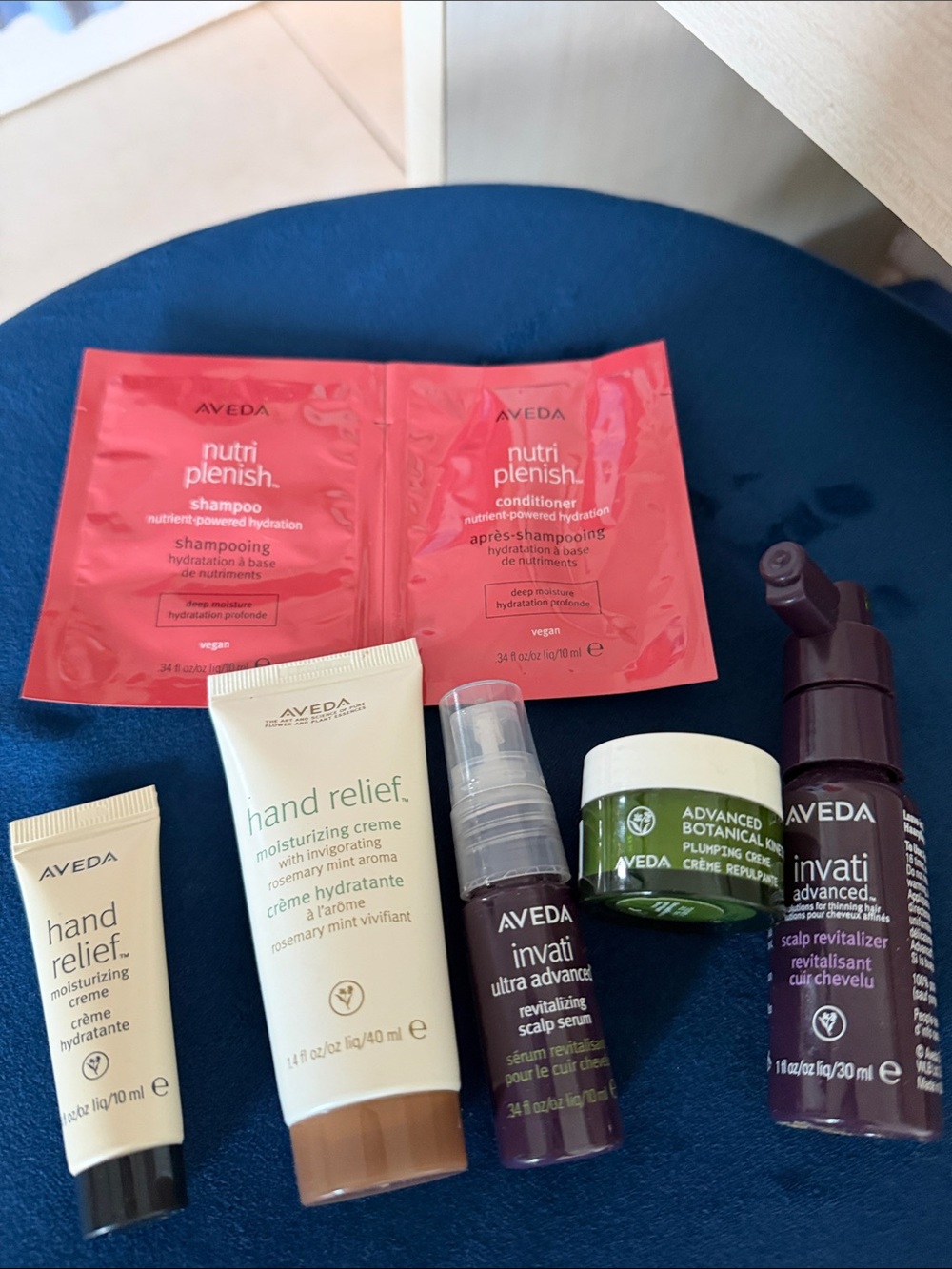 AVEDA Travel Skincare & Hair Sample Set in Pink and White-never used samples
